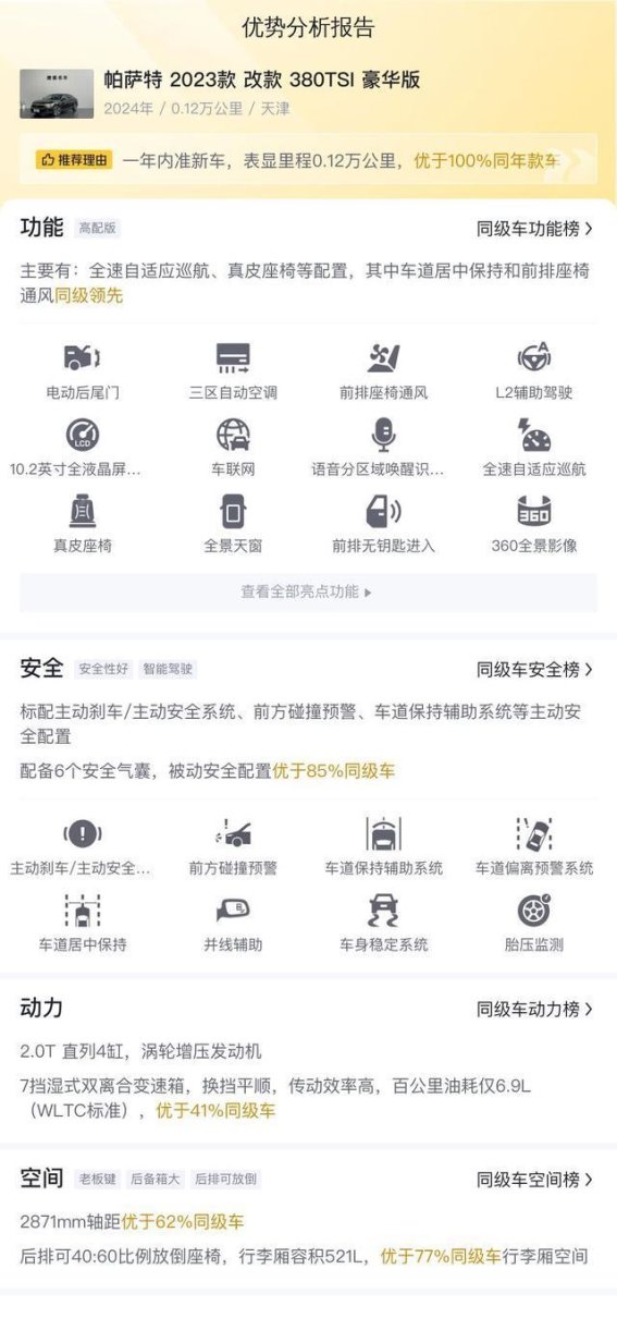 2023款帕萨特380TSI豪华版：一款准新车的全面解析