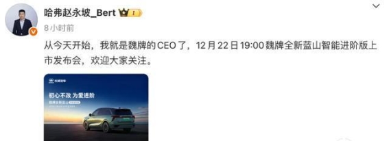赵永坡接任魏牌CEO，长城汽车迎来新一轮布局