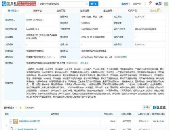 奇瑞5000万成立新公司，进军摩托车研发及智能科技领域